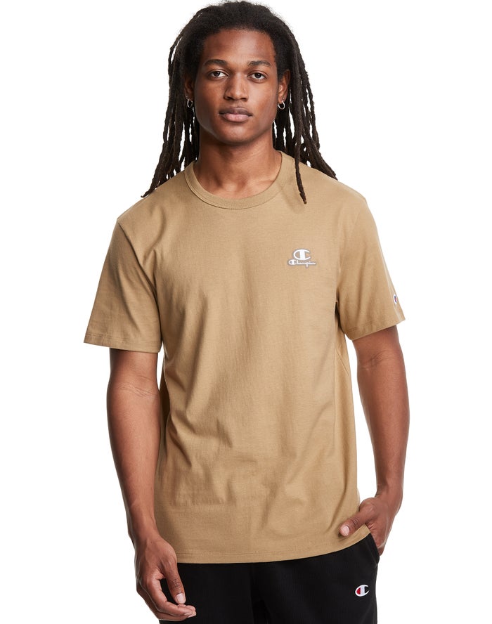 Champion Lightweight C Logo Applique T-Shirt Heren - Khaki - Belgie 0816ZEWUA